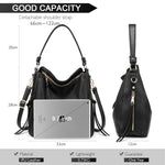 PALAY® Solid Color Handbag for Lady Girl with Fashion Faux Leather Classic Shoulder Crossbody Bags- Black