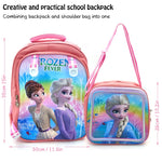 PALAY® 2 In 1 Kids Bags For Girls Standard Backpack Messenger Bag 16'' Girl School Standard Backpack Princess Elsa Cartoon School Standard Backpack For Girls Gift For Kids (38X30X15Cm), Pink