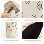 Palay Small Makeup Pouch for Travel with Secure Zipper Closure 18x9x13 cm Beige | Corduroy