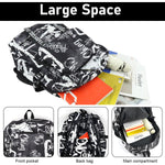 PALAY® Travel Backpack Casual Backpack Nylon Backpack School Students Backpack Lightweight Fashion Graffiti Print Black Backpack Outdoor Travel Backpack Laptop Backpack