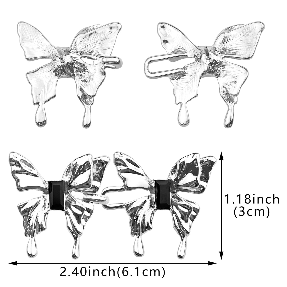 PALAY® 2 Pairs Cute Butterfly Button Pins for Loose Jeans No Sewing Adjustable Waist Body Extender for Jeans Fit Tighten Buckles for Women and Girls