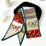 PALAY Silk Scarf Combo for Suits and Blazers featuring Floral & Horse Prints | 59 in Long