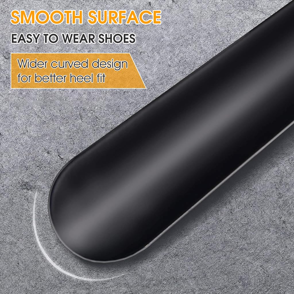 PALAY Shoe Horn for Men and Women featuring 16.5 in Stainless Steel Body with Leather Handle Cover