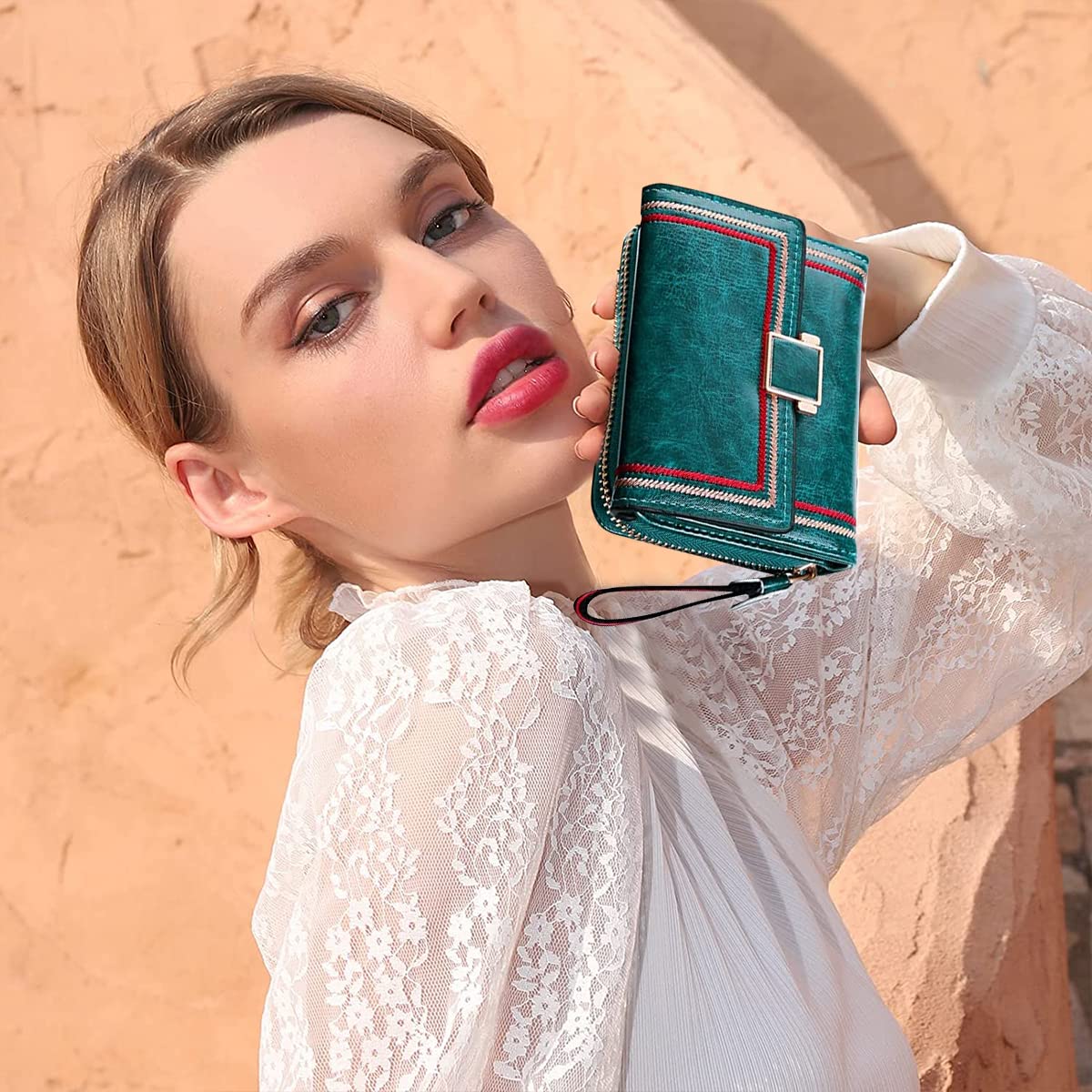 PALAY Women Wallet for Daily Use featuring RFID Blocking and 17 Card Slots | Turquoise PU Leather Bifold