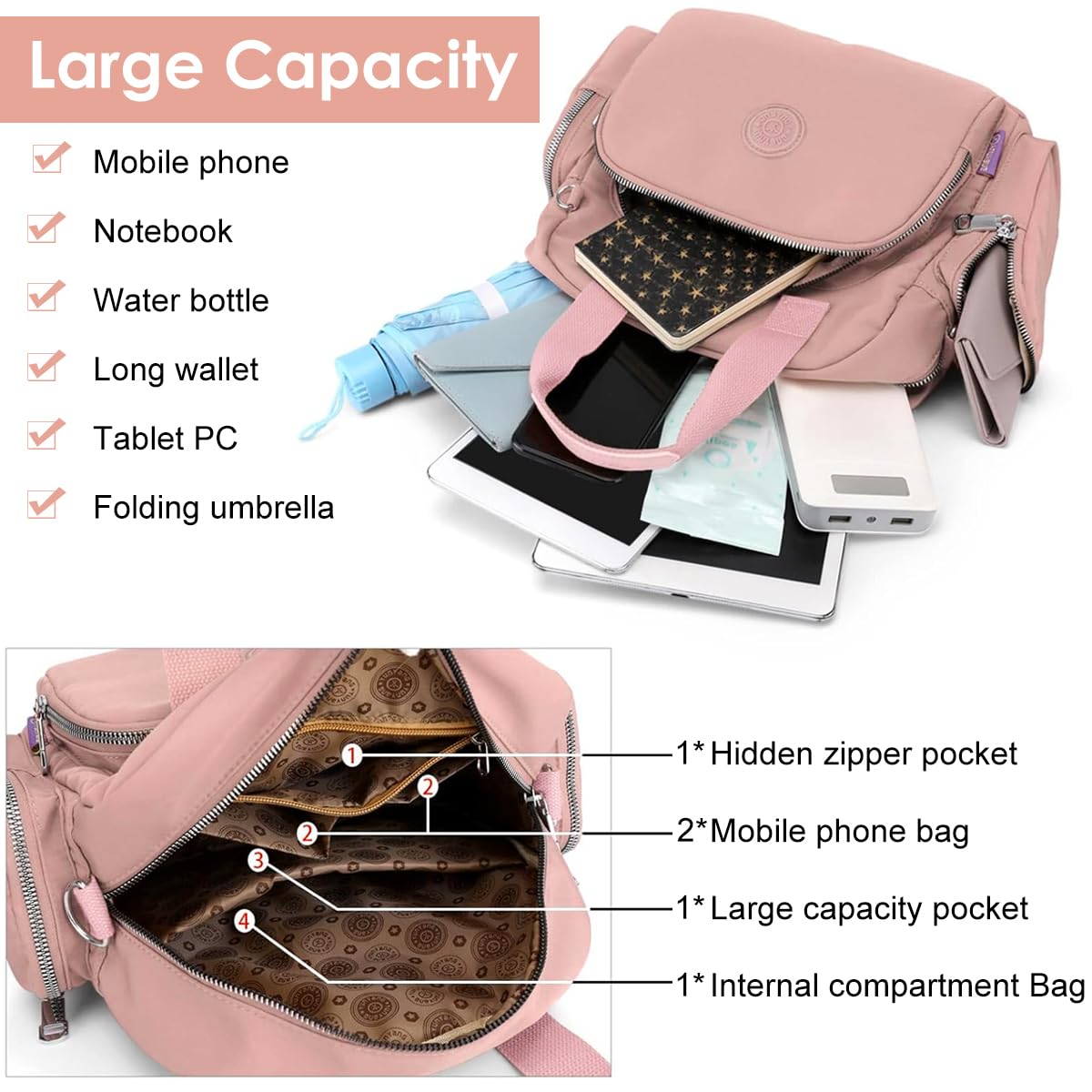 PALAY Crossbody Bag for Women with 3 in 1 Convertible Design and Multi Pocket Nylon Style