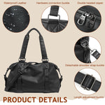 PALAY Travel Bag for Women 40x14x30cm with Multi Pockets and Detachable Shoulder Strap | Black PU Leather Gym and Crossbody Use