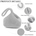 PALAY Rhinestone Evening Bag for Banquet and Prom with Wrist Strap 17×5×12cm Dacron Clutch