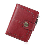 PALAY Small Wallet for Women with 10 Card Slots and Zipper Coin Pocket | PU Leather Red Purse
