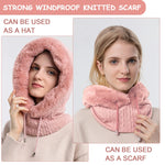 PALAY Winter Cap for Women featuring 35cm Hood Height with Fleece Lined Neck Scarf & Mask | Pink