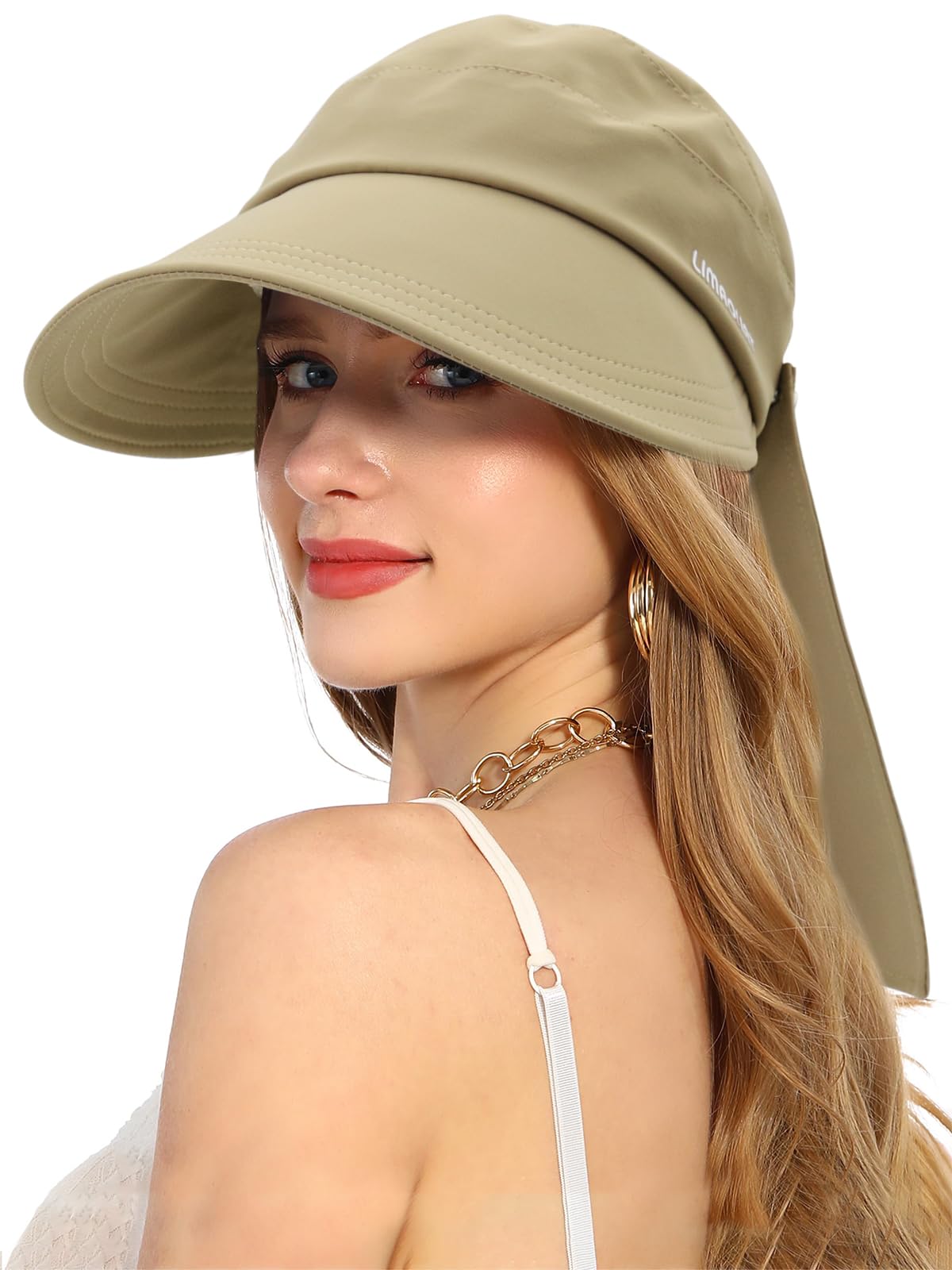 PALAY® Bucket Hat for Women Stylish Sun Hats for Girls, Fashion Wide Brim Hat for Women Sun Protection Cap Summer Hats Lightweight Quick Dry Ponytail Foldable Beach Hat - Khaki