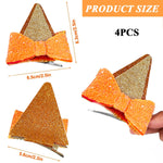 PALAY Dog Ear Bow Hair Clips for Toddlers and Kids featuring Glitter Sequin Bows Blue and Apricot | Party and Costume Accessories