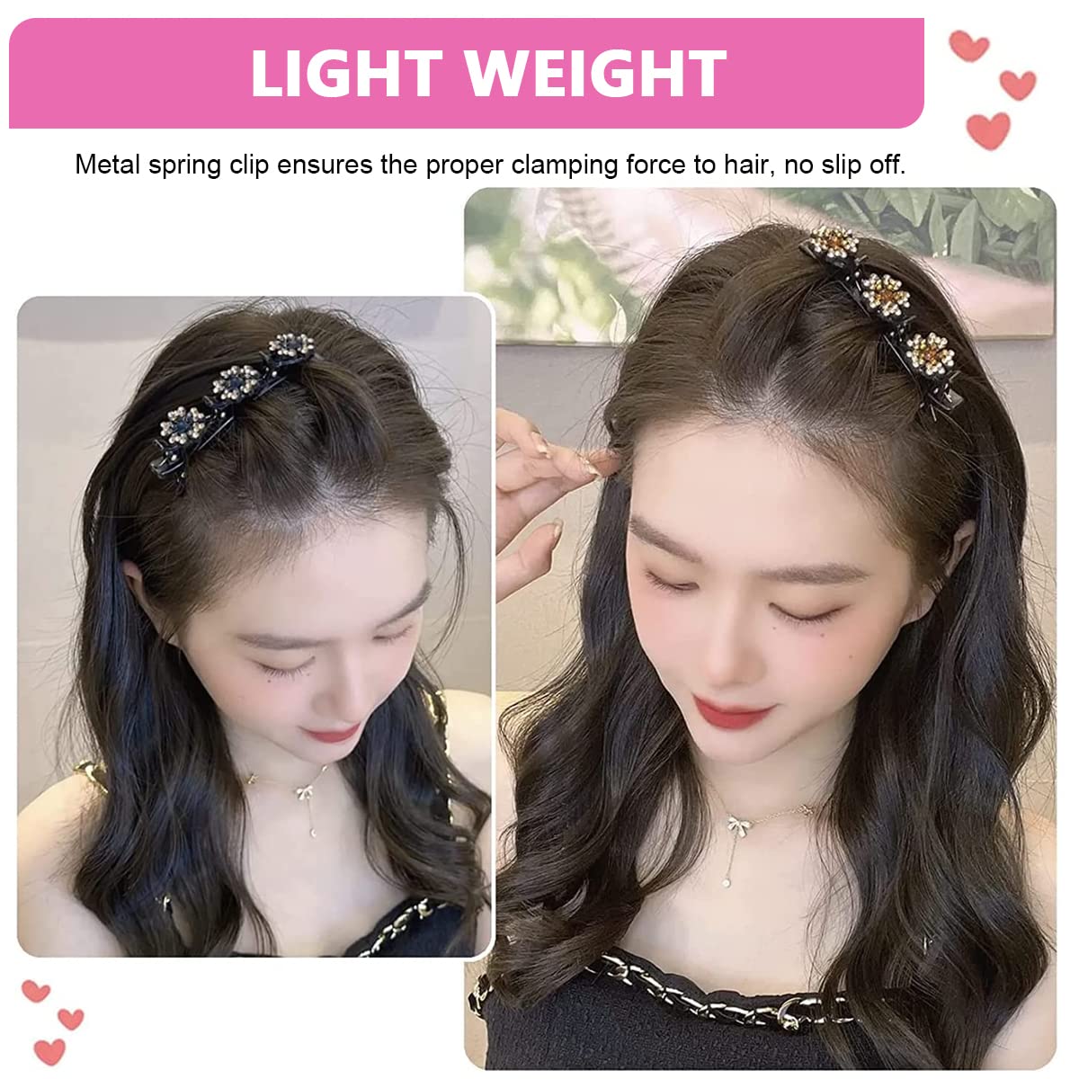 PALAY Hair Braid Pearl Hair Clip Set for Girls with 3 Claw Design and Resin Material | 4pcs