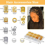 PALAY® 262pcs Hair Jewelry for Women Girls Braids, Luxury Dreadlocks Hair Braiding Charms, Assorted Alloy Metal Hair Coils Rings Fashion Hair Accessories for Braids