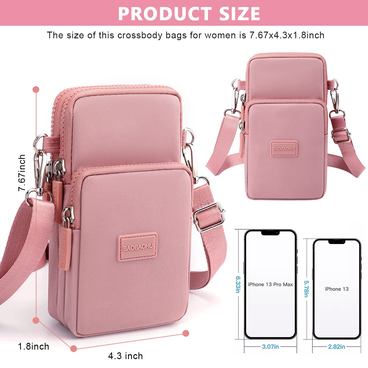 PALAY® Small Crossbody Phone Bag for Women Mini Wallet Shoulder Crossbody Phone Bag with Earphone Cable Hole Wallet Clutch Bag for Women