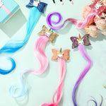 PALAY Unicorn Hair Extensions for Kids with Glitter Bows and Alligator Clips | 5Pcs Set