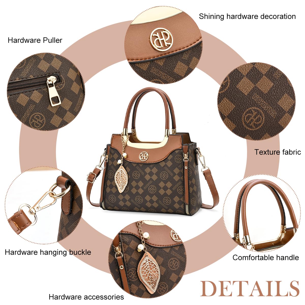 PALAY Women Handbag for Casual and Evening Use with Zip Up Closure and 25x12x20cm PU Design