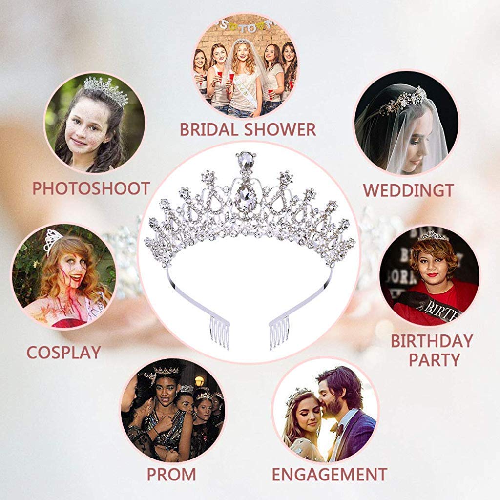 PALAY Crystal Tiara Crown for Weddings and Proms featuring Side Comb Design | Alloy and Rhinestones 5.9×1.8 in