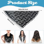 PALAY Triangle Lace Mantilla Veil for Church and Wedding featuring Rose Embroidery | Black