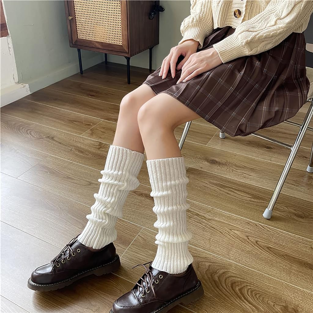 PALAY® Leg Warmers for Women, Girls Stylish Winter Warm Knit Leg Warmer Calf Length Socks Warm Stocking Fashion Boot Socks Retro Woolen Leg Warmer for Women and Girls