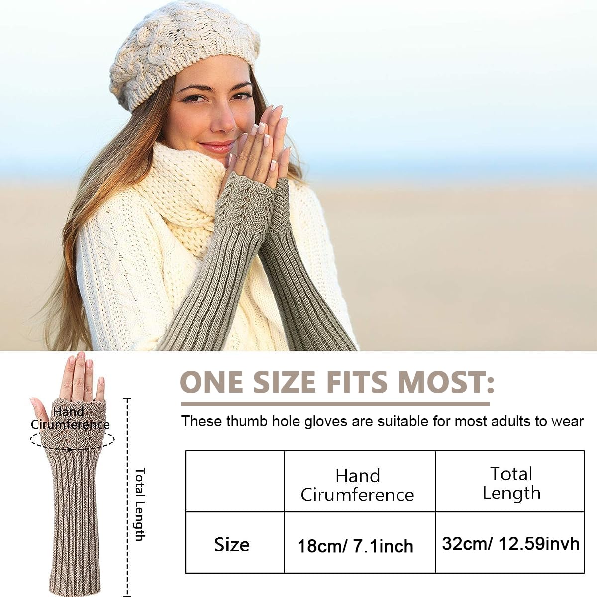 PALAY® Hand Warmers Gloves Fingerless Gloves for Women Arm Warmers Wrist Warmer Stylish Women Gloves Long Sleeve Knitting Hand Wrist Warmer Winter Fashion Piece