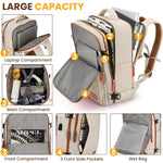 PALAY® Travel Laptop Backpack, 40L Double Layer 15.6 Inch Travel Laptop Backpack Fashion Beige Laptop Backpack Safe Anti-Theft Waterproof Oxford Cloth Laptop Backpack Travel Backpack with Shoe Bag