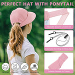 PALAY® Sun Hat Women 2 in 1 Wide Brim Sport Beach Caps for Women Summer UV Protection Cap with Detachable Top for Outdoor Fishing Baseball, Pink