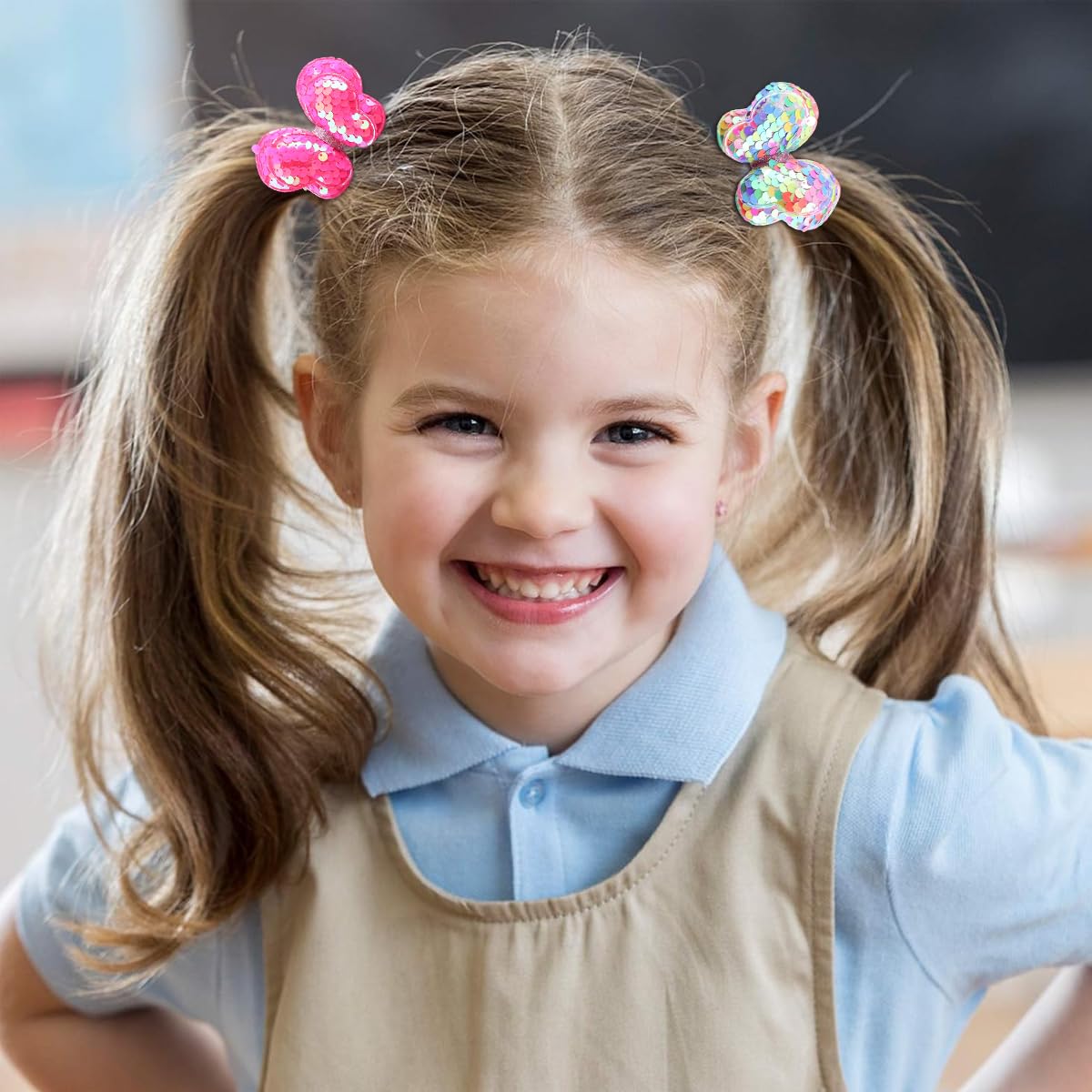 PALAY Hair Bow Scrunchies featuring Glitter Sequins and Butterfly Accents for Girls | 6pcs Set