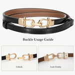 PALAY® 2pcs Women Classic Leather Belt With Square Gold Silver Buckle For Jeans Pants - Black & Brown