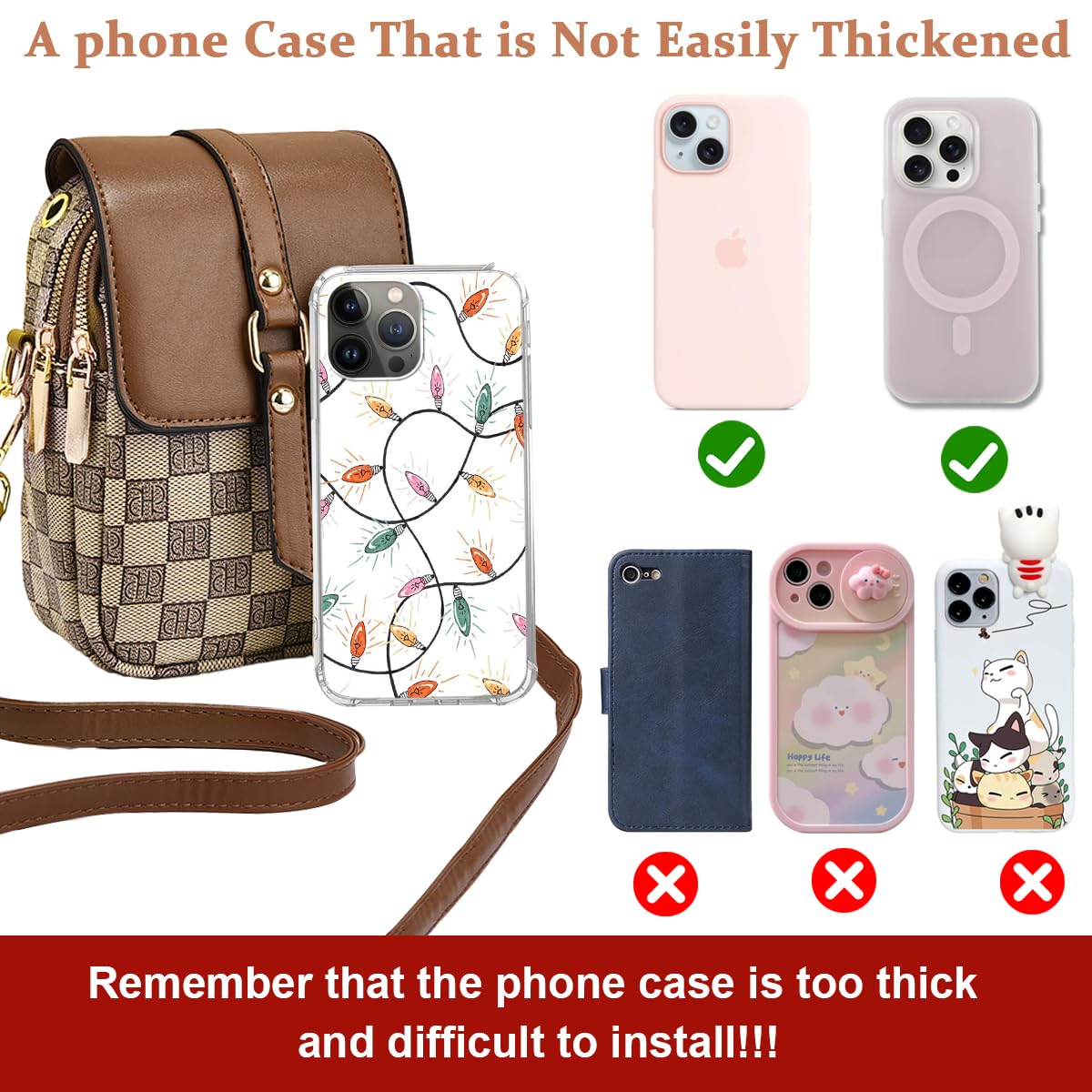 PALAY Sling Bag for Women with Multi Layered Phone Pocket Design Brown PU Leather | 5×2.75×7.8 in 2 PCS