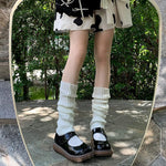 PALAY Leg Warmers for Women featuring Thick Knit Acrylic Fabric and Elastic Stay-Up Cuffs | White 1 Pair