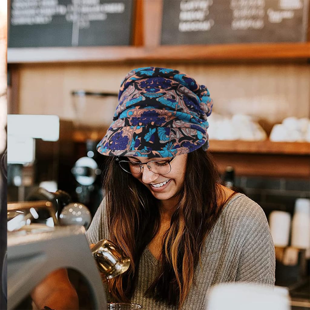 PALAY Winter Cap for Women with Short Brim Featuring Floral Velvet Knit Design | Warm Beanie