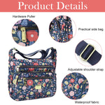 PALAY Women Crossbody Bag for Travel with Multi Layer Zipper Pockets and Nylon Design | Floral Print Casual Satchel
