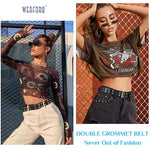 PALAY Belt for Women with 43.3 in PU Leather Strap and Double Layer 25.2 in Waist Chain | Gothic Punk Style Accessory