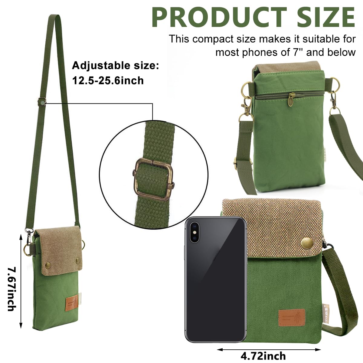 PALAY Phone Sling Bag for Daily Use with Multi Layer Pouches and Detachable Strap | Canvas 19×12cm Crossbody