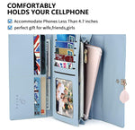 PALAY Women's PU Leather Long Wallet for Daily Use with RFID Blocking | 7.48×3.7×0.82 in Zipper Coin Purse Blue