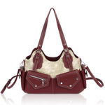 PALAY® Minicloss Women Leather Tote Bags, Hobo Bags Fashion Handbags with Adjustable Strap Large Capacity Shoulder Bags Crossbody Messenger Handbag for Ladies-Wine