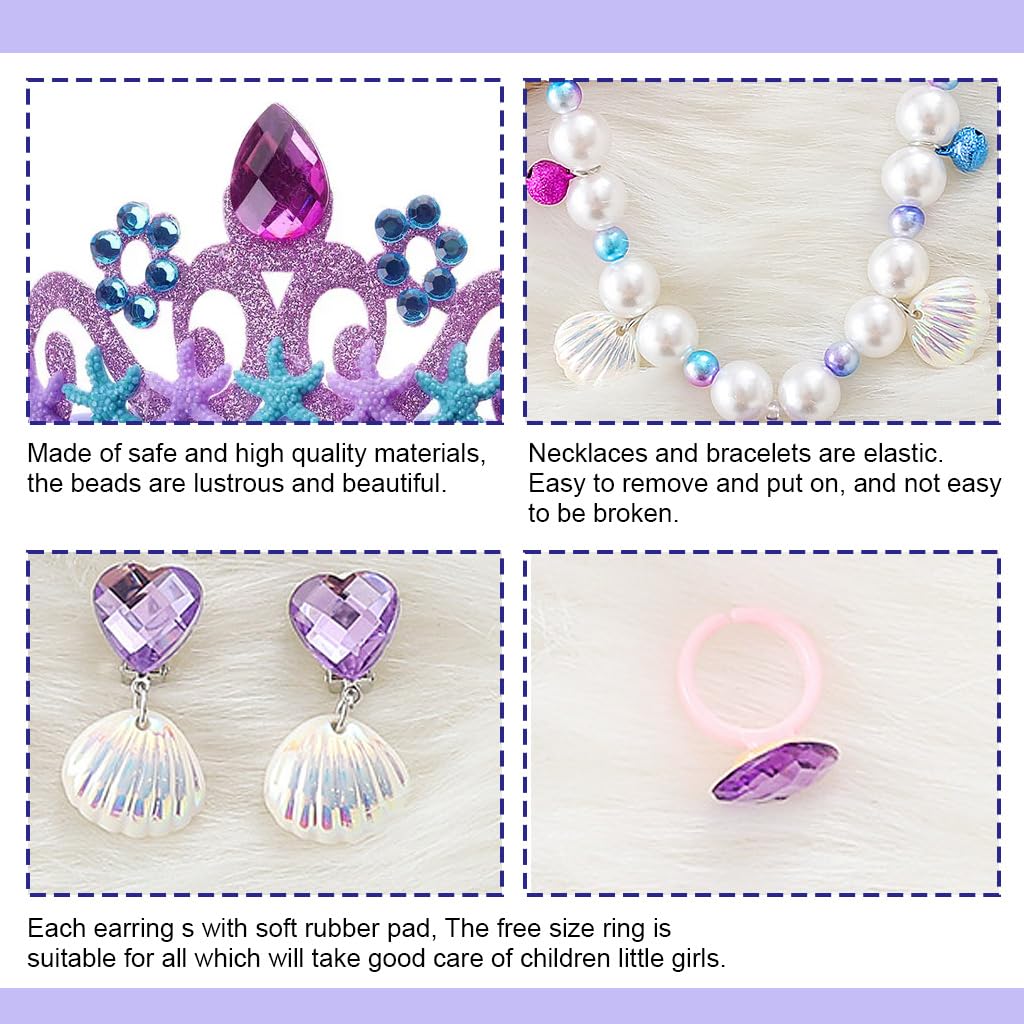 PALAY Jewellery Set for Girls with Crown Necklace Bracelet Earrings and Ring | Ideal Gift for Ages 4–12