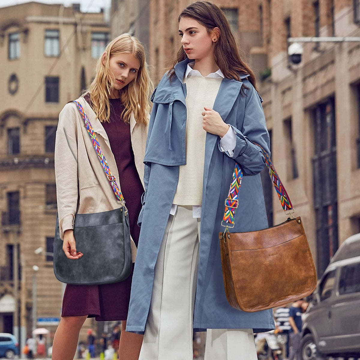 PALAY Tote Bag for Daily and Travel Use with Detachable Wide Strap in Vintage Brown | PU Leather Shoulder and Crossbody Bag for Women