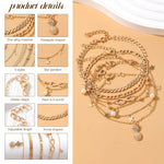 PALAY® Tobilleras bañadas en oro de 14 quilates para mujer, impermeables, pulseras de tobillo para mujer, pulseras de tobillo de eslabones cubanos de espiga para mujer, juego de tobilleras