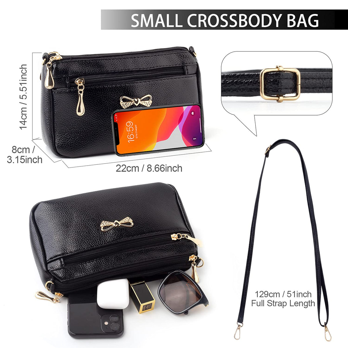 PALAY Crossbody Bag for Women with Smooth Zipper and Adjustable Straps | Soft PU Leather 200g