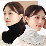 PALAY Fake Collar for Women with Knitted Turtleneck Design in Yellow & White | Winter Neck Warmer