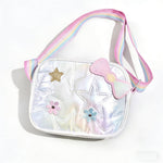 PALAY® Cute PU Shoulder Bag for Girls, Kawaii Star Quilted Kids Handbag, Adjustable Rainbow Strap Mini Crossbody Purse Bag, Fashion Shoulder Bag for Daily Use, Birthday Gift & Party Accessories