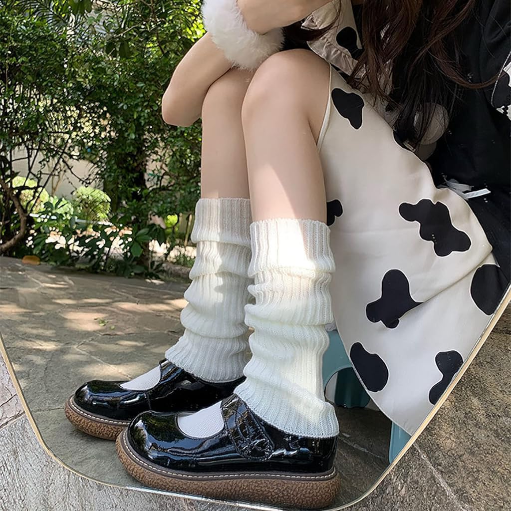 PALAY® Leg Warmers for Women, Girls Stylish Winter Warm Knit Leg Warmer Calf Length Socks Warm Stocking Fashion Boot Socks Retro Woolen Leg Warmer for Women and Girls