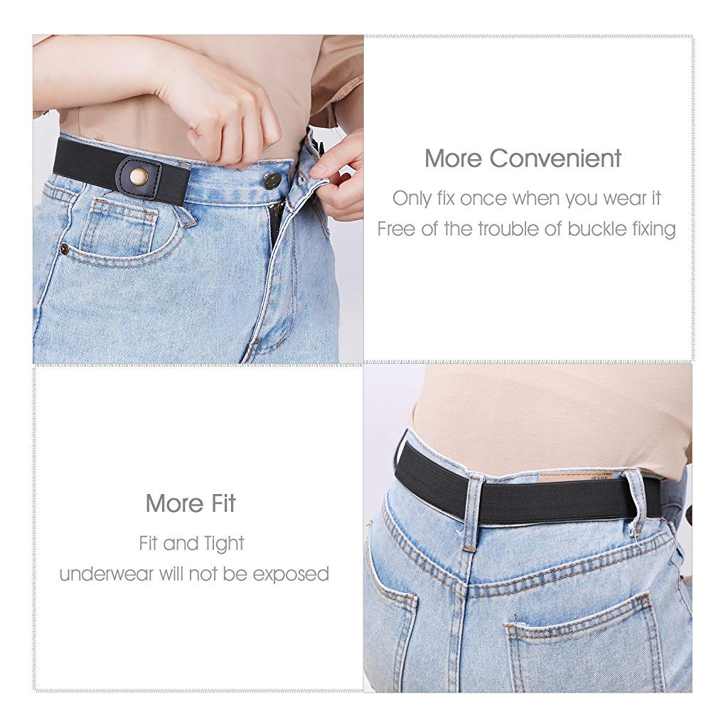 PALAY® No Buckle Ladies Elastic Belt for Women Mens Invisible Jeans Pants Dress Stretch Waist Belt up to 48" Christmas Gift