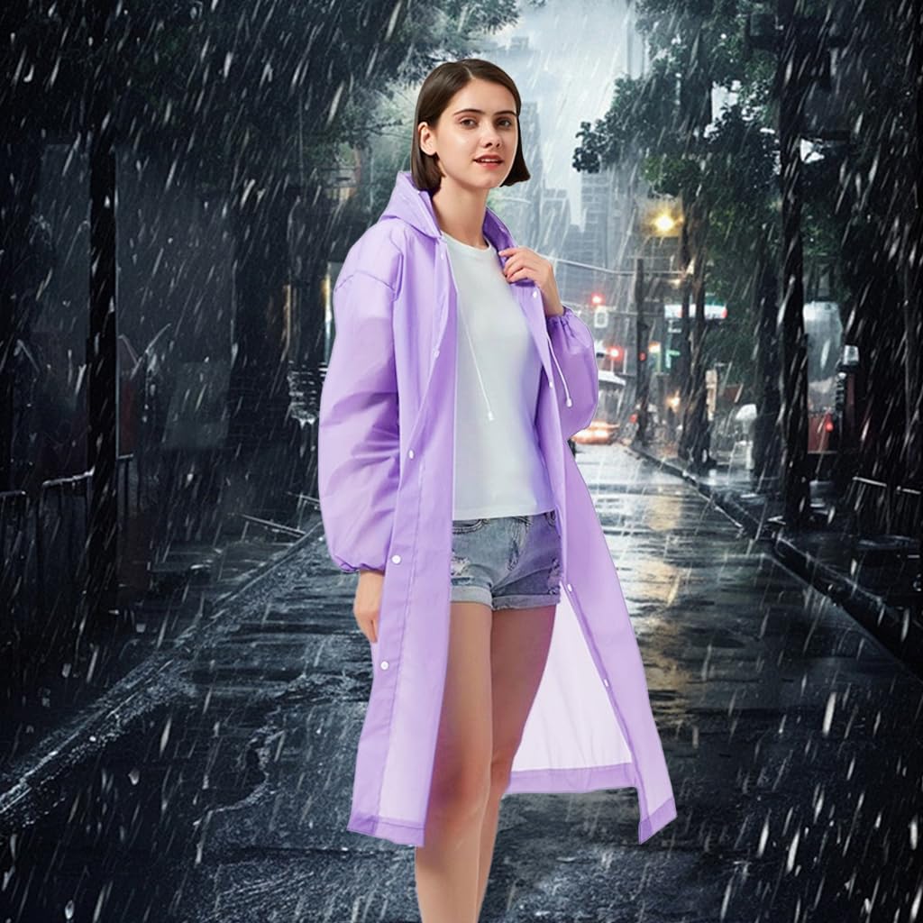 PALAY Rain Ponchos for Camping and Hiking featuring 56.2 in Length EVA Hood | Pack of 2