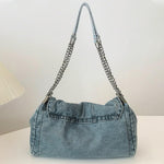 PALAY Vintage Hobo Bag for Women featuring Twist Lock Metal Closure and Soft Denim 33x12x21cm