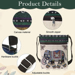 PALAY Women Sling Bag for Travel with Elephant Embroidery and Two Zipper Pouches 23x23x5 cm