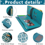 PALAY Wallet for Women with 20 Card Slots and Snap Buckle | Blue PU Leather Embroidered Purse