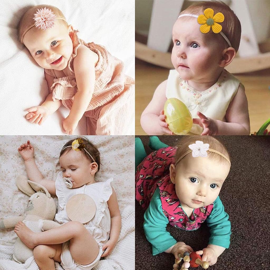 4Pcs Baby Headbands Delicate Floral Flower Newborn Headband Soft Elastic Lace Floral Baby Hair Bands Hair Accessories For Newborn Infant Toddler Kids