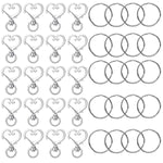 PALAY® 20Pcs Key Ring Heart-Shaped Silver Clasps, Swivel Design Keychain Hook, Zinc Alloy Keyring Hooks Zinc Alloy Buckles for DIY Bag Charms, Craft Making Kit & Accessories